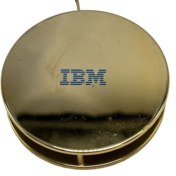 IBM Gold Magnifying Glass Paperweight Desk Vintage Rare 2.75 Inches - Picture 2 of 10